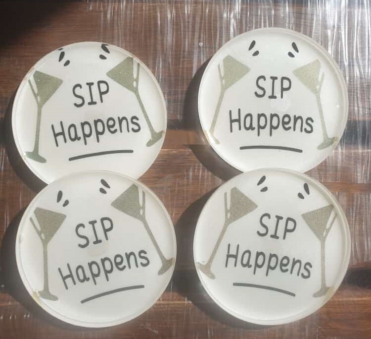 Coasters set of 4 - Sip Happens 2015