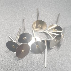 Earring Blanks for studs Silver 5mm (5 pair) with backing 0452